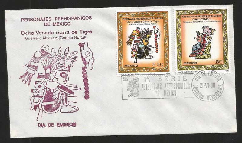 J) 1980 MEXICO, PREHISPANIC PERSONAGES OF MEXICO, FIRST SET, CUAUHTÉMOC