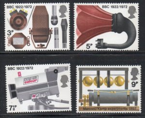 Great Britain Sc 676-679 1972 BBC Anniversary stamp set mint NH