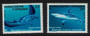 New Caledonia Manta Ray Grey Reef Shark Sea Fish 2v 1981 MNH SG#647-648