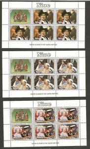 Niue 1986 Queen Mother birthday set in sheets mnh 476-478