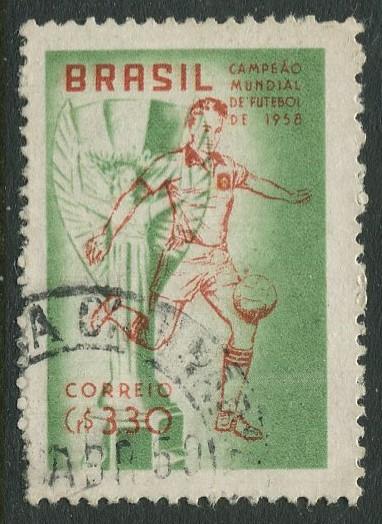 Brazil - Scott 887 - World Soccer - 1959 - Used - Single 3.30cr Stamp