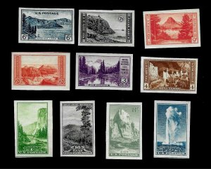  US 1934 Sc# 756- Sc# 765 National Parks Imperforate  - MINT NH* - 10 Stamps