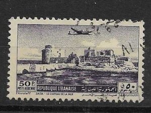 LEBANON - 1951 - 50p - SAIDA - SEA CASTLE - Used - AM -