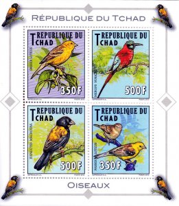 Chad 2012 Imperfect. 2012 Indigenous Birds Complete No. 2563-2566 BL 449-452-