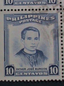 ​PHILIPPINES STAMP-FATHER JOSE BURGOS WITH COMPLETE CANCEL USED BLOCK OF 9-VF