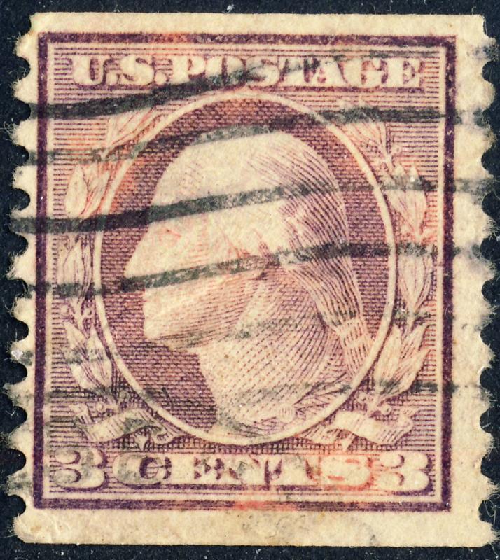 USA - 1917 - Scott 493 3c violet type 1 coil perf 10 vertically - Used