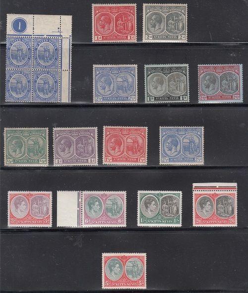 St. Kitts-Nevis mixed hinged and NH- Scott 17 // 88 (#28 thin) - CV $84.00