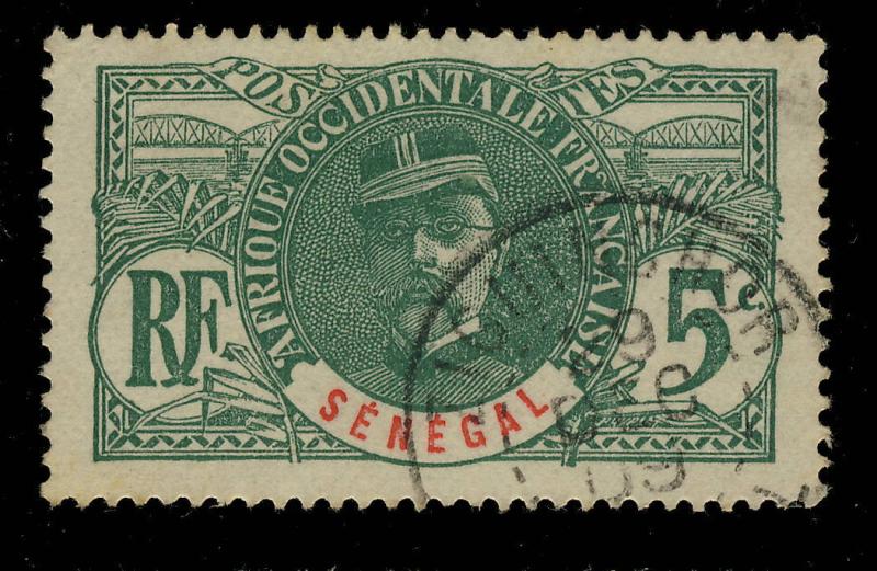 SÉNÉGAL - 1909 - CACHET À DATE DE ZIGUINCHOR SUR 5c FAIDHERBE (CASAMANCE)