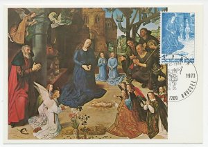 Maximum card Belgium 1973 Adoration of the Shepherds - Mary - Jesus Christ - van