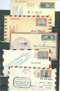 US 1926/28/30/31  LOT of  (5)  HISTORIC AIRMAIL COVERS...CACHETS