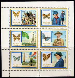 Fujeira 1972 Mi#999AB/1004AB+Bl.105AB BUTTERFLIES-SCOUTS SHLT.+S/S PERF+IMPERF.