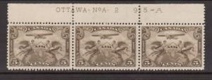 Canada #C1i VF/NH Swollen Breast Variety In Plate 2 Strip Of Three