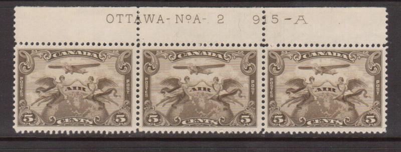 Canada #C1i VF/NH Swollen Breast Variety In Plate 2 Strip Of Three