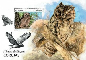 Angola - 2019 Owls on Stamps - Stamp Souvenir Sheet - ANG18109b