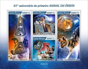 Guinea-Bissau - 2022 Laika in Space Anniversary - 4 Stamp Sheet - GB220410a