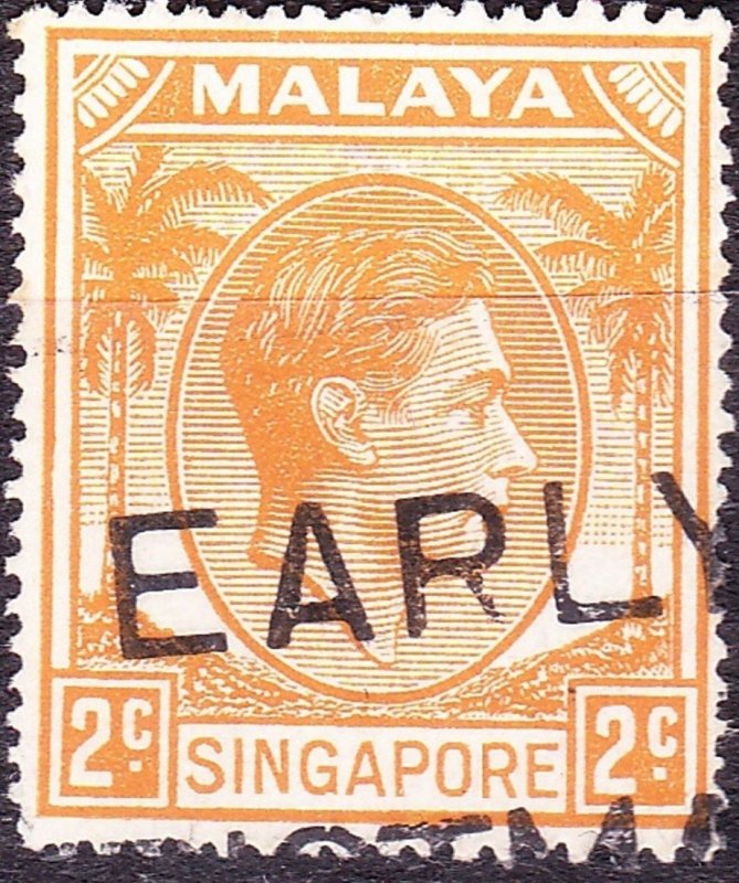 SINGAPORE 1949 KGVI 2c Grey SG17 Used