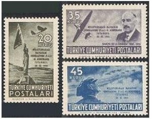 Turkey 1134-1136, hinged. Mi 1395-97. Congress of Aeronautical Federation, 1954.