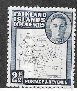 Falkland Islands #1L13  2 1/2p  (MH)  CV.$9.00