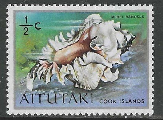 AITUTAKI 1974-75 1/2c PACIFIC SEASHELLS Sc 82 MNH