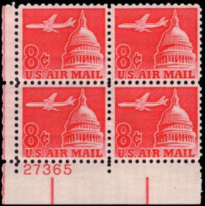 US #C64 8¢ CAPITAL MNH LL PLATE BLOCK #27365 DURLAND $1.00