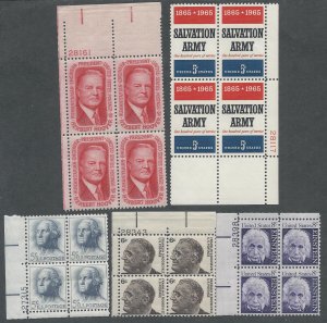 US Plate Blocks, 11 Different, MNH-LDG*-