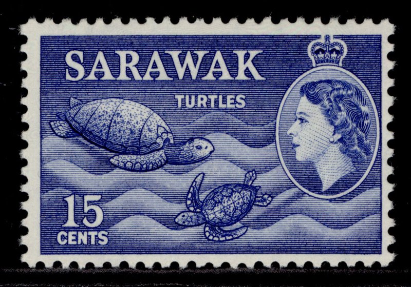 SARAWAK QEII SG209, 15c ultramarine, NH MINT.