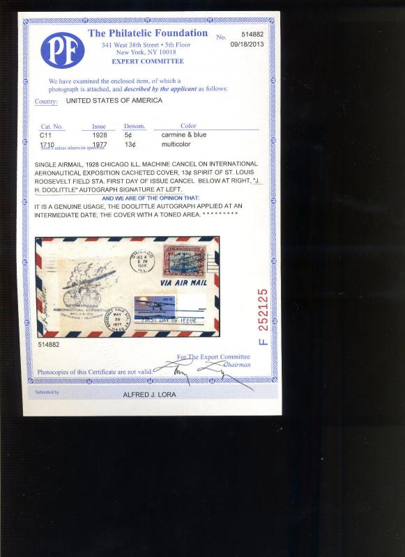 J. H Doolittle Autographed/Signed Commemorative Cover w/PF Cert (C11-z36)
