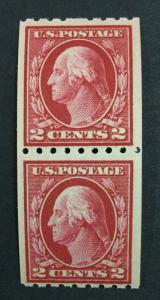 US #411 COIL PAIR MINT OG NH VF $55 LOT #5631