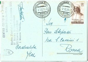 70925 - ITALY  - Postal History - postmark on POSTCARD 1954: AUTO Pirelli Milano