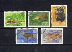 RUSSIA - 1970 SIKHOTE-ALIN RESERVE ANIMALS - SCOTT 3759 TO 3763 - USED