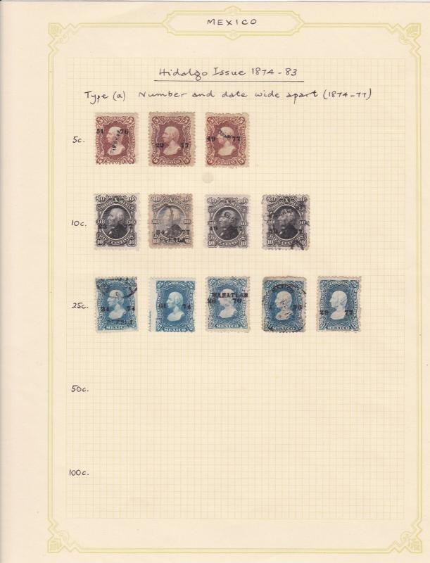 mexico hidalgo issue 1874-83 stamps page ref 17132