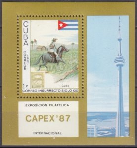1987 Cuba 3108/B99 Horses / CAPEX-87 4,50 €
