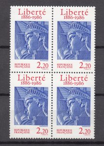 J27327 1986  france set of 1 blk/4 mnh #2014 statue liberty