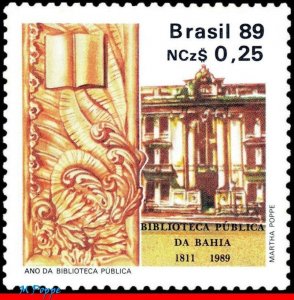 2162 BRAZIL 1989 PUBLIC LIBRARY OF BAHIA, ARCHITECTURE, ART, MI# 2288 C-1620 MNH