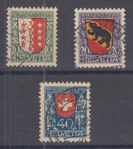 Switzerland Sc B18-B20 used 1921 Semi-Postals complete, VF