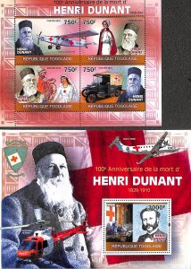 Togo 2010, Henri Dunant 2 s/s, MNH