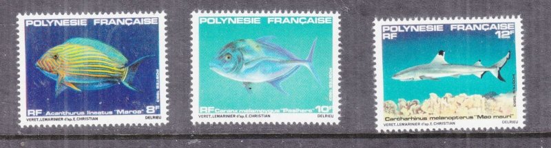 FRENCH POLYNESIA, 1983 Fish set of 3, mnh.