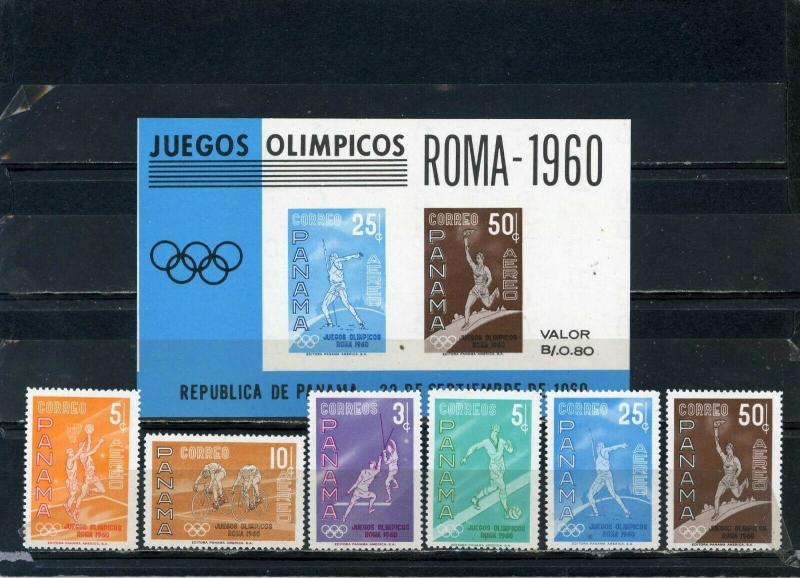 PANAMA 1960 SUMMER OLYMPIC GAMES ROME SET OF 6 STAMPS & S/S MNH 