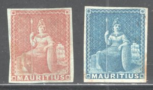 MAURITIUS #7-8 Unlisted, Unused,  VF,    CV $36.00  .....   3830002