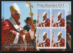 LIBERIA POPE BENEDICT XVI 5th ANN OF HIS PAPACY IMPERFORATE SHEET I MINT NH