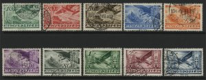 Hungary C35-C44 used airmail F-VF cv $27      (Inv 2017124)