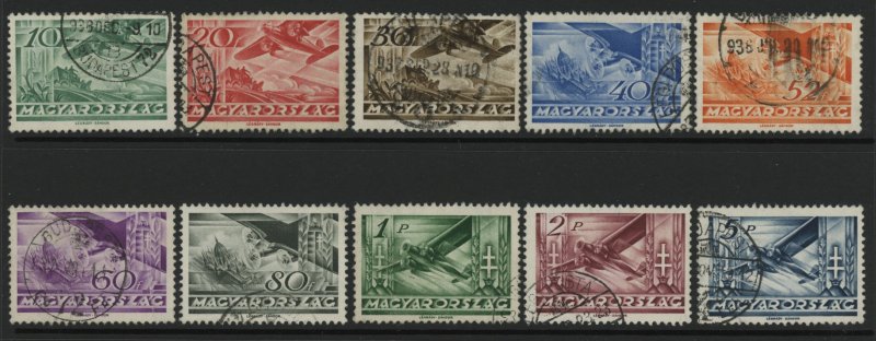 Hungary C35-C44 used airmail F-VF cv $27      (Inv 2017124)