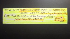 Cuba 2019 Bats of Cuba Scott# 6220-6226 Mint XF NH CPL Set of 6 + S/S