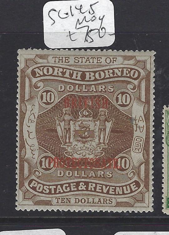 NORTH BORNEO (P2107B) BP $10.00 ARMS SG 145   MOG  BACK SCAN ADDED