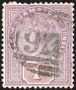 Jamaica SG27 1d Purple and Mauve Spanish Town A76 Pmk