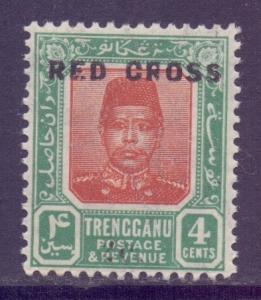 Malaya Trengganu Scott B4 - SG21, 1917 4c Small S Chopped R Variety MH*