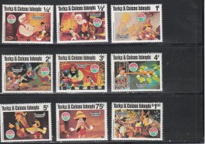 Turks & Caicos # 442-50, 451, Disney - Pinocchio, Mint NH, 1/2 Cat.