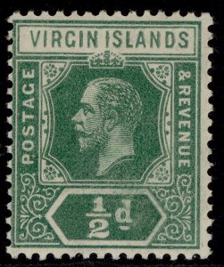 BRITISH VIRGIN ISLANDS GV SG69v, ½d green DOUBLE IMPRESSION M MINT. Cat UNLISTED