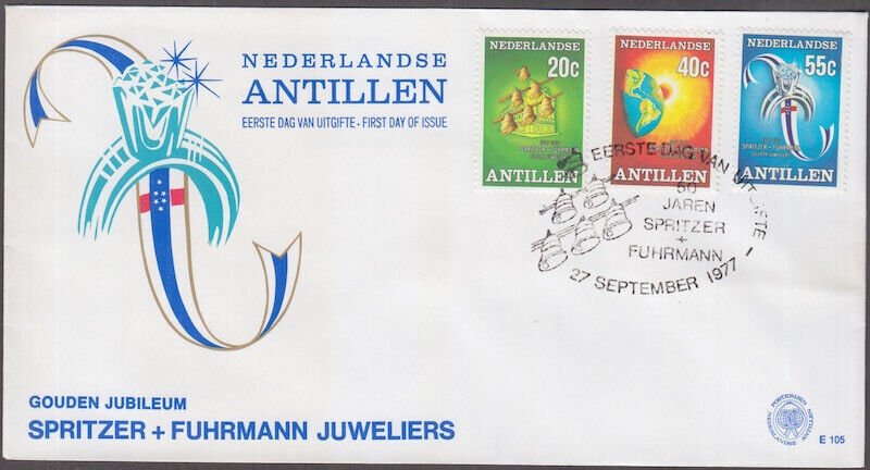 NETHERLANDS ANTILLES # 397-9 FDC SET of 3 SPRITZER & FUHRMAN, JEWELLERS