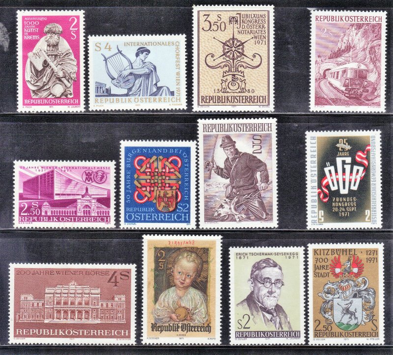 AUSTRIA  STAMPS MINT HINGED LOT #8 1971   SEE SCAN